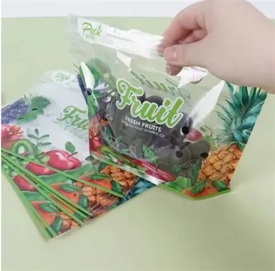 Veleprodajna visokokvalitetna samostojeća vrećica za voće i povrće s ručkom i otvorom za zrak